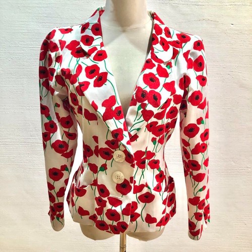 SAINT LAURENT (YSL) Giacca sartoriale YSL Ribe Gauche con stampa floreale e bottoni a conchiglia donna taglia M