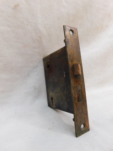 1800's MORTISE DOOR LOCKSET Copper / Black Finish CRAFTSMAN Style ORIGINAL Cover
