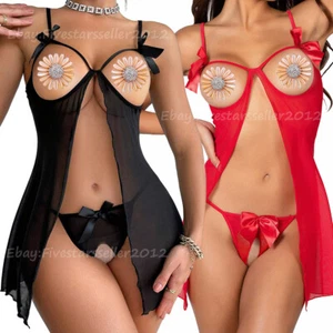 Women's Sexy Lingerie Babydoll Sleepwear Underwear Lace Nightwear Dress G-String - Picture 1 of 25