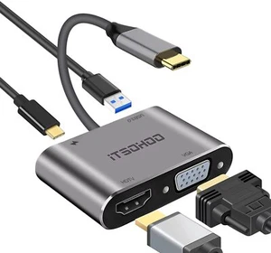 - Adaptateur USB-C vers HDMI VGA HUB USB-C vers 4K HDMI 1080p VGA USB 3.0 Typ... - Afbeelding 1 van 8