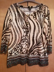 Women's RAFAELLA Button Down Cardigan Sweater Multi Color Size 1X (D-185) - Picture 1 of 8