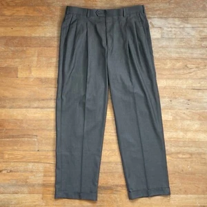 Vintage Herren Doppel Bundfaltenhose Größe 34x30 90er Jahre Taupe Braun Hose - Bild 1 von 6