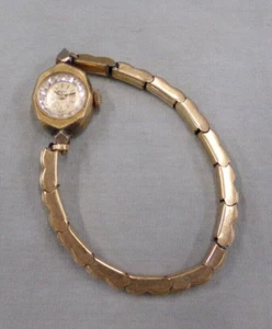VTG Wyler Womens Gold Watch Signed 10k RGP w Band 1/20th 10k GF for Parts - Picture 1 of 3