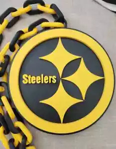 Collar de cadena de gran tamaño de los Pittsburgh Steelers - Colgante de abanico audaz para el día del juego - Imagen 1 de 2