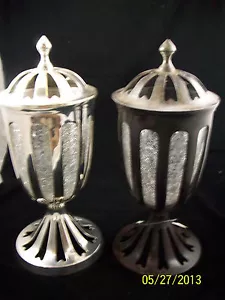Brass Antique Brown or Silver Compote Metal & Crackled Glass Floral Home Decor - Picture 1 of 16
