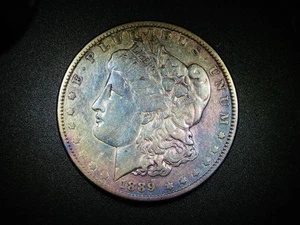 Dólar de plata Morgan 1889 bellamente tonificado moneda grado coleccionista M-827 - Imagen 1 de 5