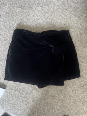 River Island Somewhere To Go Black Velvet Skirt Size 14 - Image 1 of 4