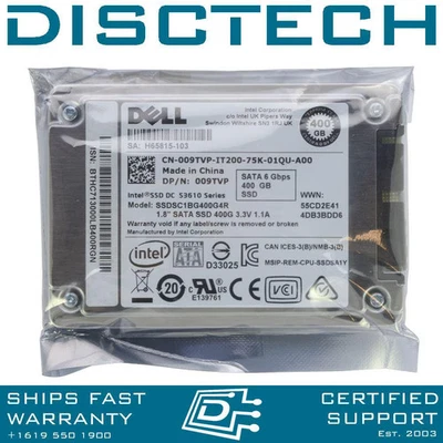 Dell 67D8C 09TVP Intel SSDSC1BG400G4R SSDSC1BG400G4 400GB 1.8in 6Gbps DC S3610 - Image 1 of 3