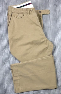 Pantaloni da ufficiale vintage Polo Ralph Lauren 38x32 beige twill bordo pelle tasca - Foto 1 di 17