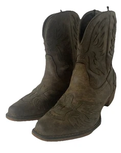 Stivali da cowboy Roper Amelia Tooled intarsiati punta aperta donna stivali casual marroni taglia 7,5 - Foto 1 di 20