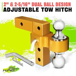 Remolque de doble bola de aluminio ajustable de 6"" enganche de remolque dorado para receptor de 2 - Imagen 1 de 6