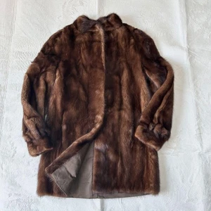 Abrigo chaqueta de piel de visón visón, usado muy bueno, 30,7 x 18,9 pulgadas, marrón oscuro de Japón - Imagen 1 de 24