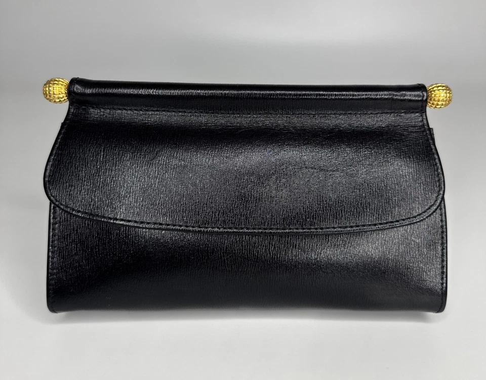 ANNE KLEIN 复古黑色皮革手拿包 — 第 1/4 张图片