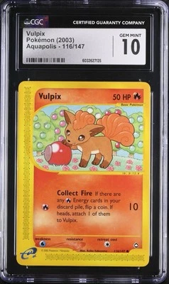 CGC 10 GEM MINT Vulpix 116/147 Aquapolis 2003 Vintage WOTC Pokemon - Image 1 of 2