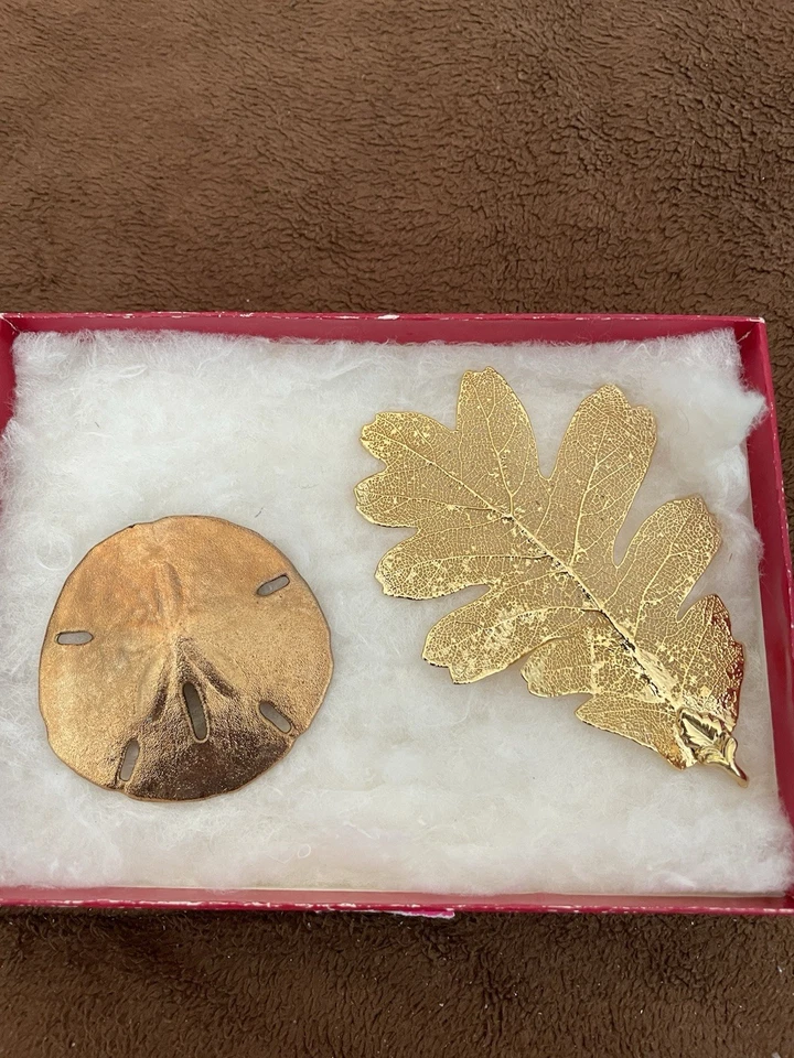 Nature’s Jewelry Leaf, And Sand Dollar Pendants, Goldtone, preowned - Image 1 of 4