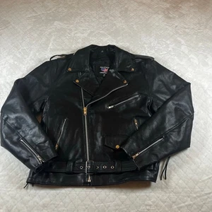 Allstate Biker Black Leather Motorcycle Jacket Size 48 - excellent condition - Picture 1 of 13