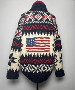 Polo Ralph Lauren Herren S Handstrick Wolle Strickjacke Flagge Cowichan Pullover - Bild 1 von 7
