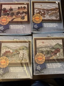 4 Bucilla Picture Perfect KIT COUNTRY FRÜHLING, SOMMER, WINTER, HERBST 5X7 Hefterei - Bild 1 von 12