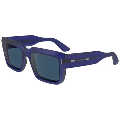 Calvin Klein Men's Sunglasses Blue Acetate Full Rim Square Frame CK23538S 400 - Image 1 of 3