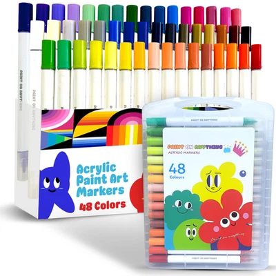 Singhal 48 Pack Dual Tip Acrylic Paint Markers - Fine & Broad Tip Pens - Image 1 of 4