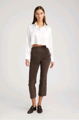 SPRWMN Corduroy Crop Kick Flare Leg Pants Chocolate Brown Size S Pull On Trouser - Image 1 of 4