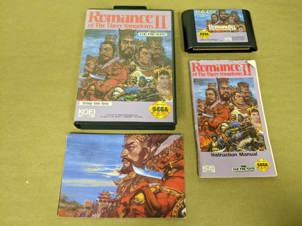 Romance of the Three Kingdoms II 世嘉 Genesis 完整带盒带海报 — 第 1/4 张图片