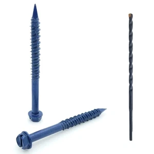 100 Pack 1/4" x 2-3/4" Hex Head Diamond Tip Concrete Screws to Anchor Masonry... - Picture 1 of 5