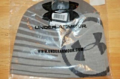 under armour logo mens billboard 2.0 beanie hat gray heather graphite Blowout!! - Image 1 of 4
