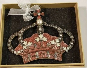 Kirklands Pink & White Crown with Rhinestones & faux Pearls Christmas ornament - Picture 1 of 4