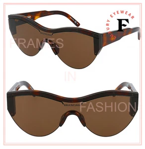 BALENCIAGA SKI 0004 Brown Havana Shield Mask Fashion Sunglasses BB0004S 007 - Picture 1 of 9