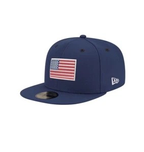 New Era Adult USA Flag 59Fifty Fitted Hat - Size 7 1/4 Navy Blue Dark Blue - Picture 1 of 4