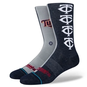 NWT Stance Minnesota Twins Split Crew Socks L Navy/Grey - Picture 1 of 3
