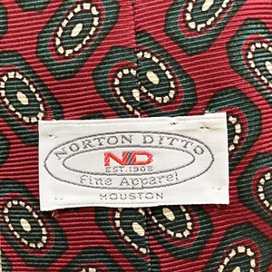 Silk Men’s Necktie Red Norton Ditto Abstract Office Career Preppy Business - Picture 1 of 6