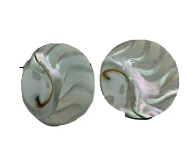 Brincos femininos de madrepérola marfim perfurados pino redondo concha círculo 1" - Imagem 1 de 3