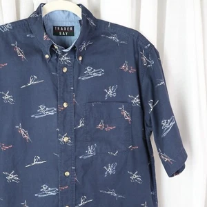 Mens Trader Bay Shirt Size S Navy Boat Buoy Ocean Print Button Down Front Small - Picture 1 of 8