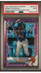 2021 RONNY MAURICIO Bowman Chrome Prosp /199 Fuchia Shimmer Ref #BCP210 PSA 9 - Picture 1 of 2
