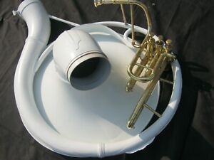 SOUSAPHONE WHITE OF PURE BRASS MADE +CASE+ MOUTHPC FULLY PLAYABLE JUST USED ONCE