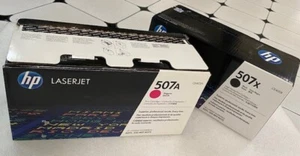 Lot of 2 HP 507X Black 507A Magenta Original LaserJet Toner Cartridge - Picture 1 of 1