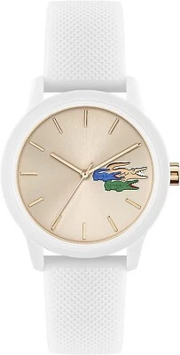 NEW Lacoste L.12.12 White Silicone Petit Piqué Pattern Strap Watch 2001183 - Image 1 of 4