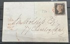 1840 Penny Black Plate 4 BH Letter Red MX 24 July 1840 on Cover and Whole Letter