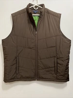 HUGE Port Authority Mens Puffer VEST Brown Green Pockets Full Zip Size 4XL - Image 1 of 4