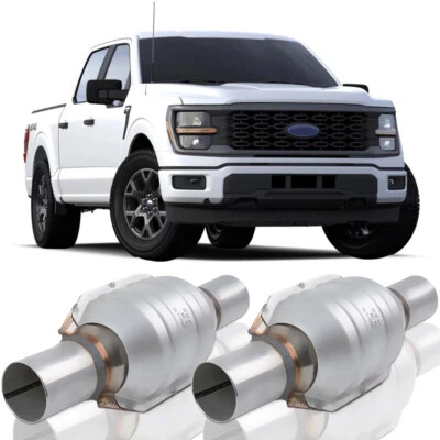 Par de convertidores catalíticos de entrada/salida de 2" de alto flujo de acero inoxidable para Ford F-150 F150 Foto 1 de 4