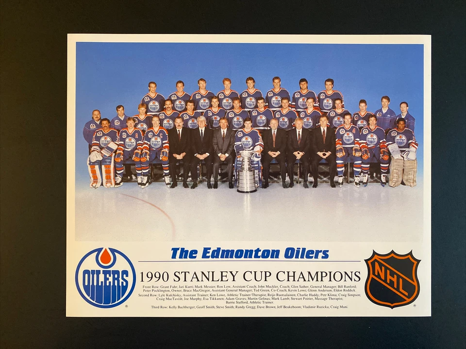 Foto del equipo Edmonton Oilers 1989-90 con Copa Stanley Foto 1 de 1