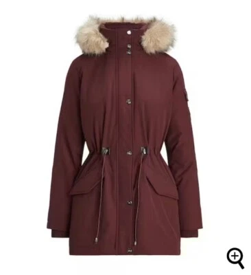 Ralph Lauren Womens Burgundy Faux Fur Parka Coat Jacket Size S New - Image 1 of 4