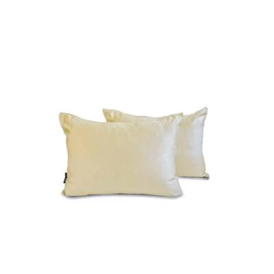 Cream Satin Solid Set of 2, Lumbar Pillow Cover - Cream Satin Slub - Image 1 of 4