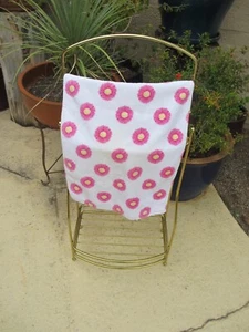 30" x 15" Tommy Hilfiger hand towel white cotton  with pink yellow  flowers used - Picture 1 of 11