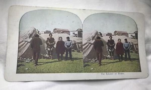 Antigua tarjeta Stereoview ~ “El esquimal en casa” Cabo Nomo Alaska Valhalla Salón - Imagen 1 de 3