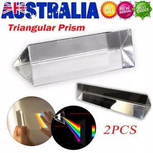 2X Triangular Prism Teaching Optical Glass Crystal Triple Physics Light Spectrum - Picture 1 of 8