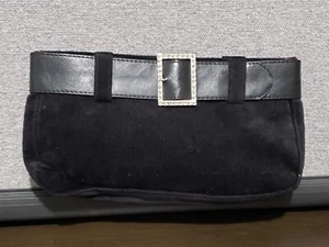 Victoria's Secret Hand Bag Hand Purse Black Corduroy Silver Buckle 11" x5" - Picture 1 of 9