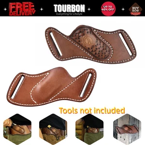 Cuchillo de hoja plegable de cuero TOURBON funda cinturón cuchillos de bolsillo estuche EDC-Mano izquierda - Imagen 1 de 24